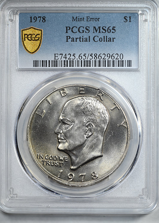 1978 Clad Eisenhower Ike Dollar $1 PCGS MS65 - Mint Error Partial Collar