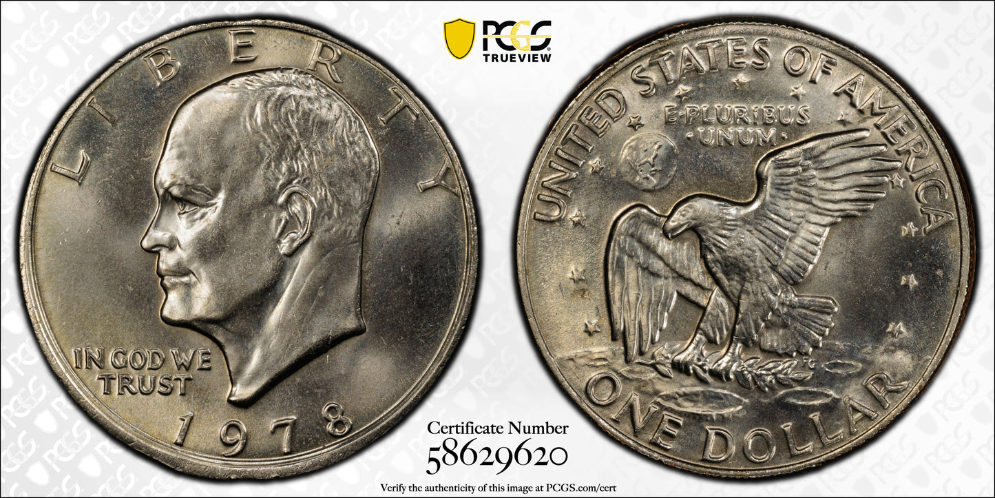 1978 Clad Eisenhower Ike Dollar $1 PCGS MS65 - Mint Error Partial Collar