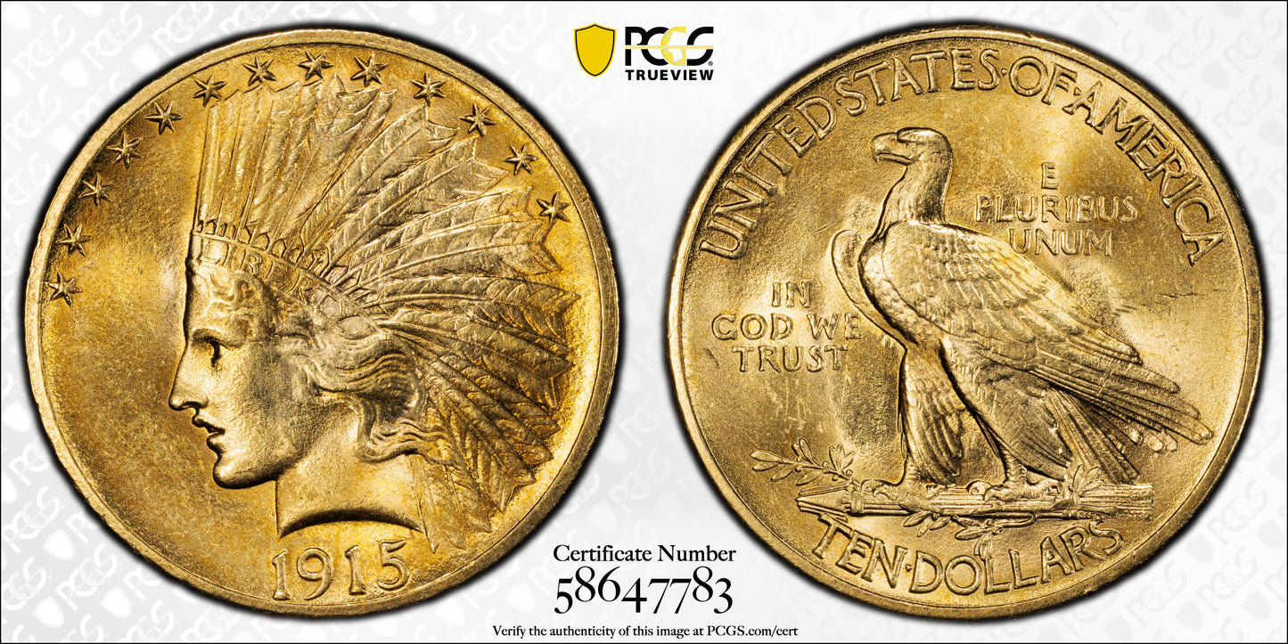 1915 Indian Head Gold Eagle $10 PCGS MS63