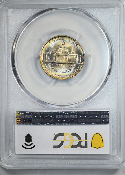 1943-D Jefferson Nickel 5C PCGS MS66+FS Full Steps - TONED!