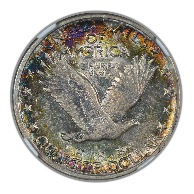 1917-D Type 2 Standing Liberty Quarter 25C NGC AU55 CAC - TONED!
