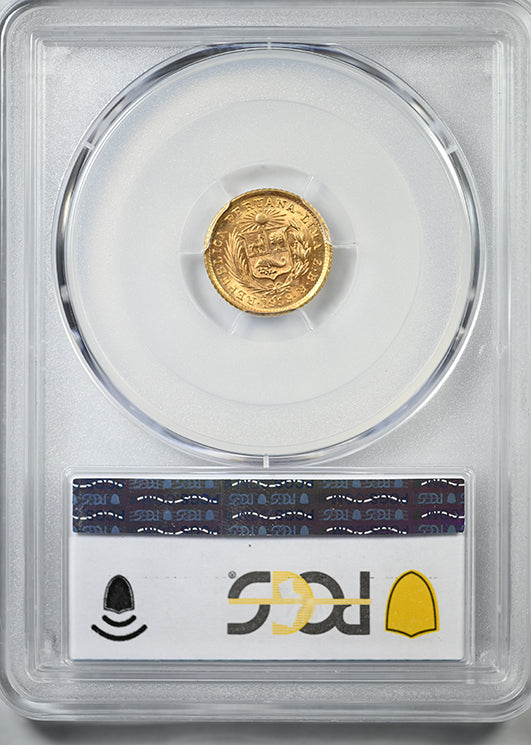 1959-ZBR Peru Gold 1/5 Libra PCGS MS64