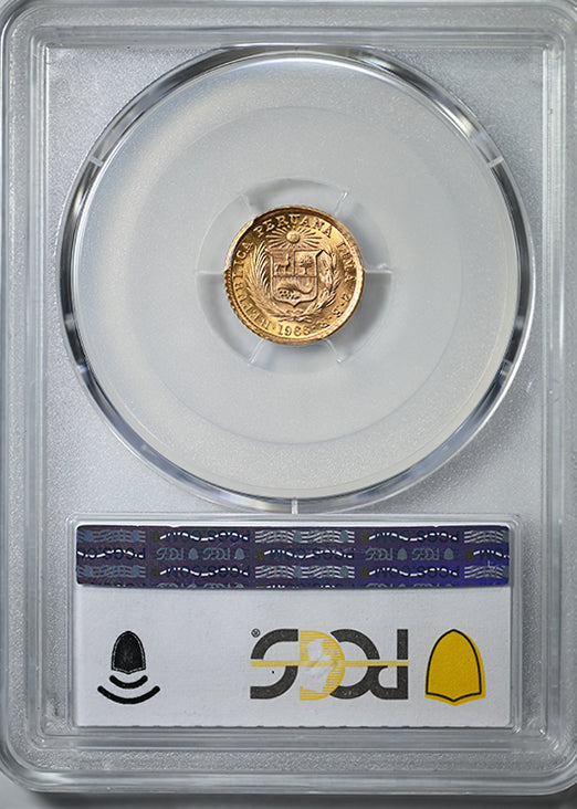 1966-ZBR Peru Gold 1/5 Libra PCGS MS65