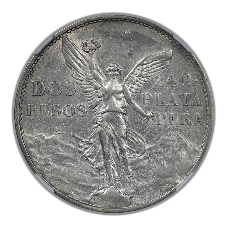1921 Mo Mexico Silver Dos Pesos S2P NGC AU53 - Independence Centennial