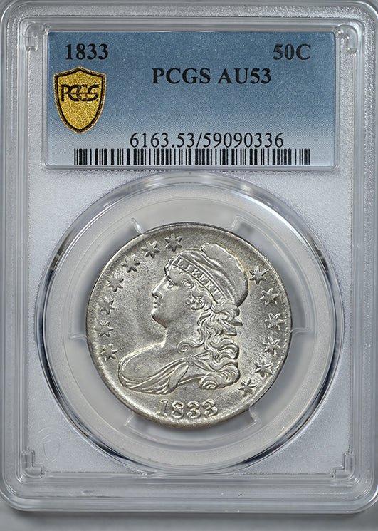 1833 Capped Bust Half Dollar 50C PCGS AU53 - WHITE