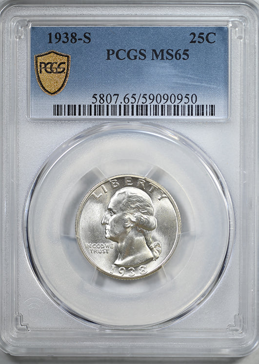 1938-S Washington Quarter 25C PCGS MS65