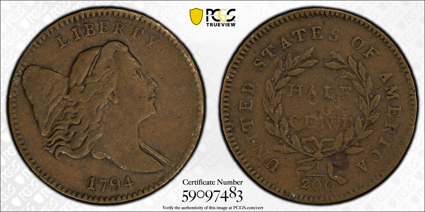 1794 Liberty Cap Half Cent 1/2C PCGS Genuine XF Detail