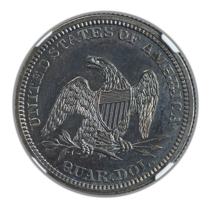 1865 Proof Liberty Seated Quarter 25C NGC PF65 Reverse