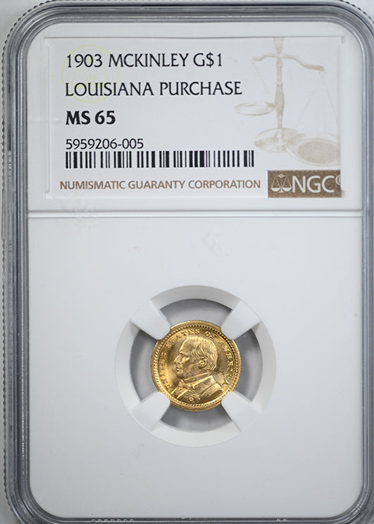 1903 McKinley Classic Commemorative Gold Dollar G$1 NGC MS65 - Louisiana Purchase Obverse Slab