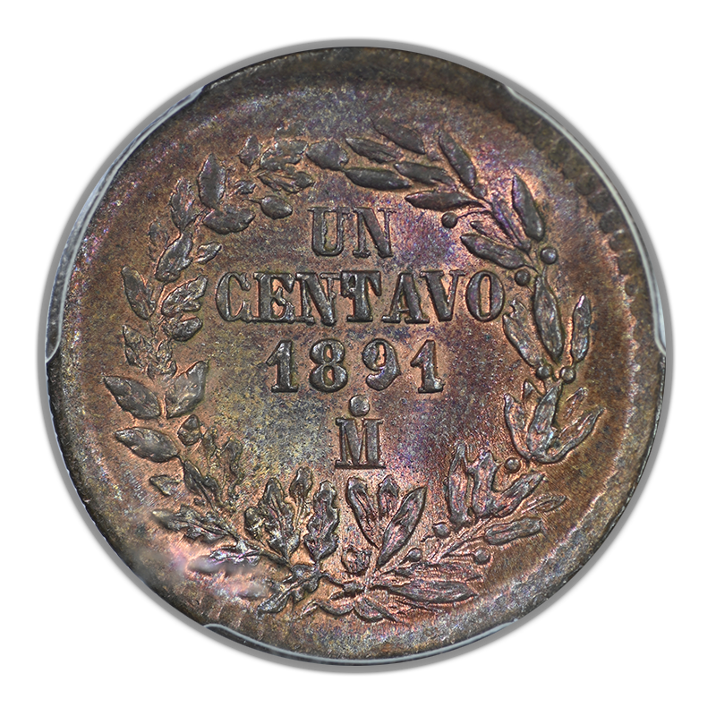 1891-Mo Mexico 1C Centavo PCGS MS64RB - TONED!