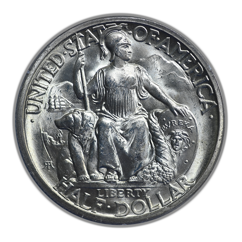 1936-D San Diego Classic Commemorative Half Dollar 50C PCGS Rattler MS63 CAC Obverse