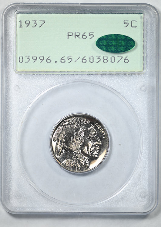 1937 Proof Buffalo Nickel 5C PCGS Rattler PR65 CAC