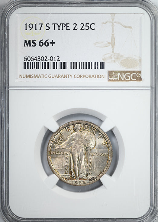 1917-S Type 2 Standing Liberty Quarter 25C NGC MS66+