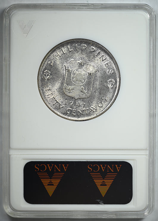1947-S USA Philippines 50C Centavos ANACS Soapbox MS65 - Douglas MacArthur