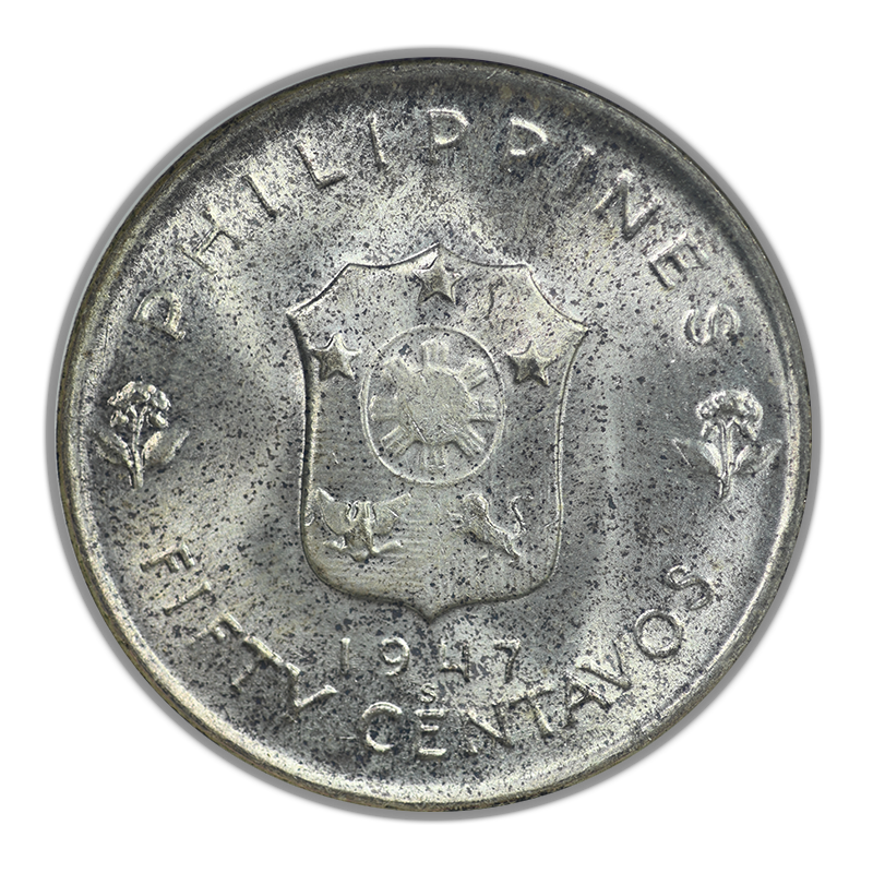 1947-S USA Philippines 50C Centavos ANACS Soapbox MS65 - Douglas MacArthur