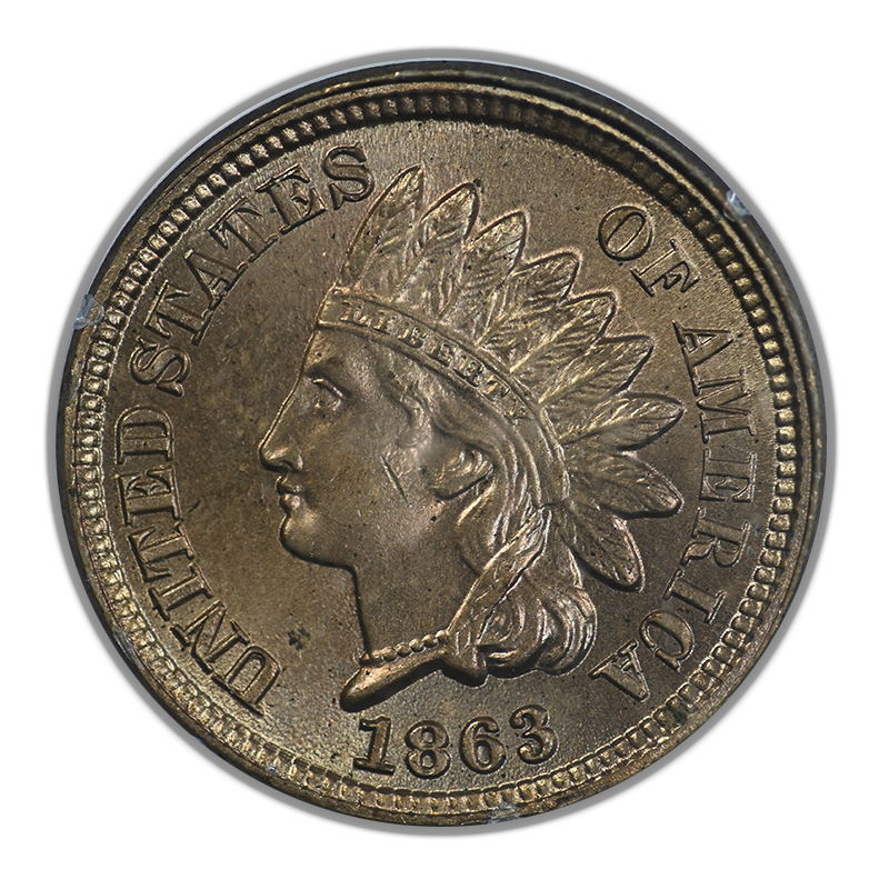 1863 Indian Head Cent 1C PCGS Rattler MS64 Obverse