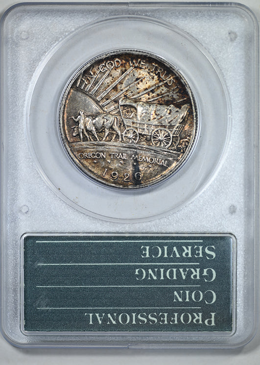 1926-S Oregon Trail Classic Commemorative Half Dollar 50C PCGS Rattler MS63 - TONED!
