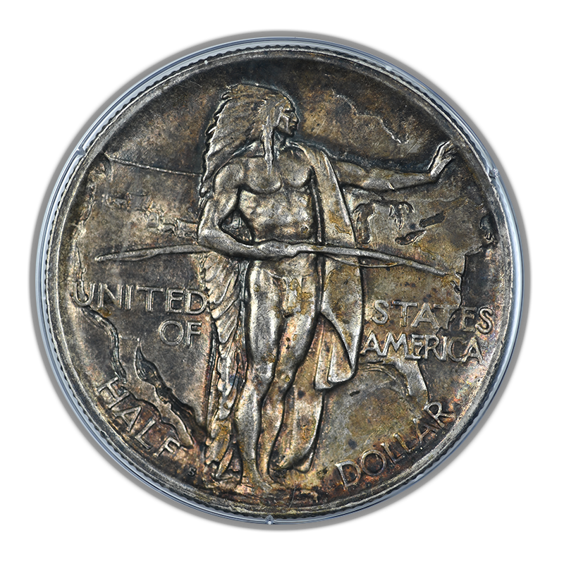 1926-S Oregon Trail Classic Commemorative Half Dollar 50C PCGS Rattler MS63 - TONED!