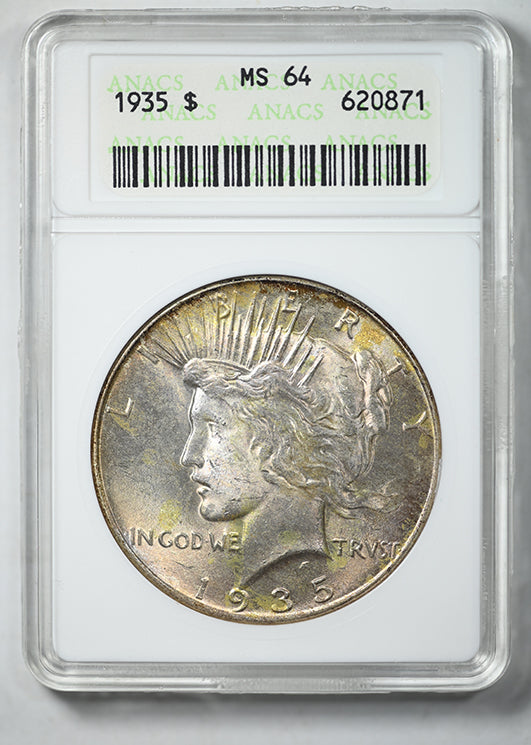 1935 Peace Dollar $1 ANACS MS64