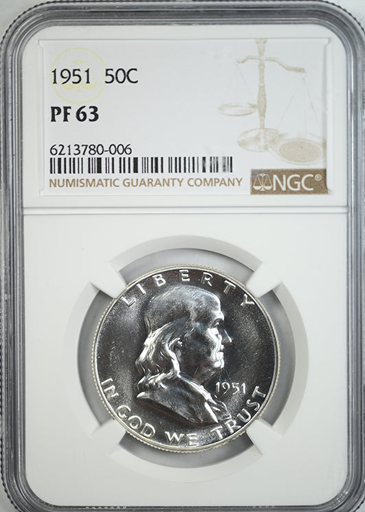 1951 Proof Franklin Half Dollar 50C NGC PR63 Obverse Slab