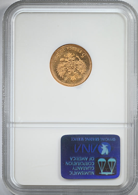 1902 Gold Russia 5R Roubles NGC MS65