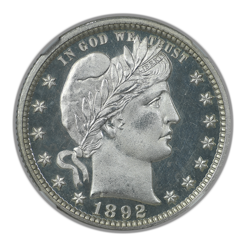 1892 Proof Barber Quarter 25C NGC PF65 CAMEO
