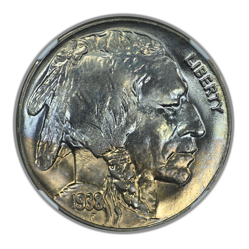 1938-D/S Buffalo Nickel 5C NGC MS67 CAC - TONED!