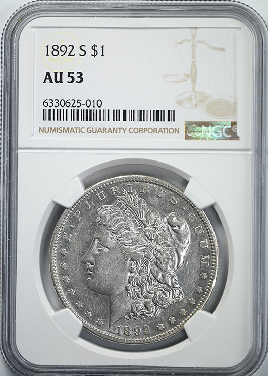 1892-S Morgan Dollar $1 NGC AU53 Obverse Slab