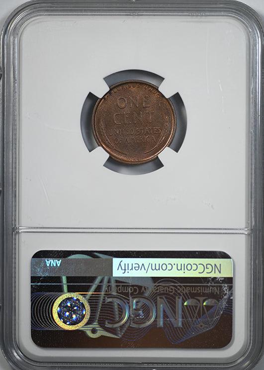 1909-S VDB Lincoln Wheat Cent 1C NGC MS62BN Reverse Slab
