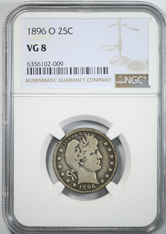 1896-O Barber Quarter 25C NGC VG8 Obverse