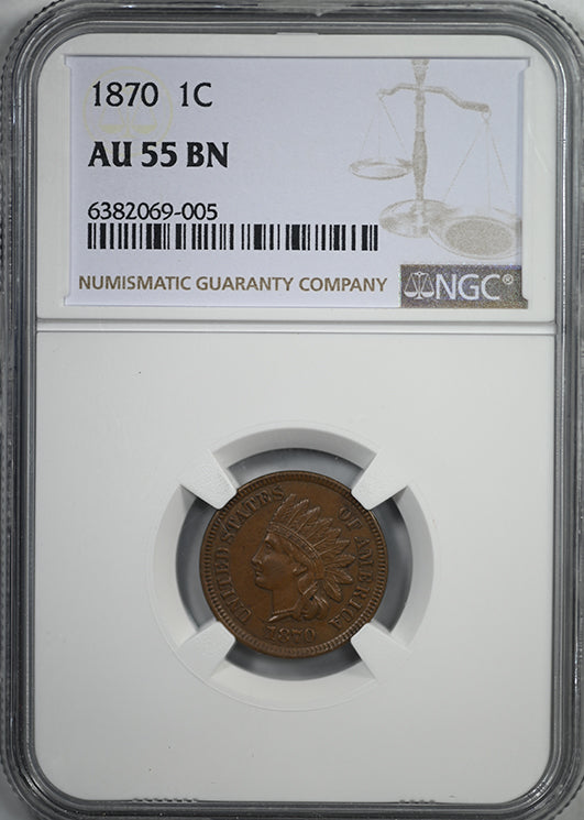 1870 Indian Head Cent 1C NGC AU55BN