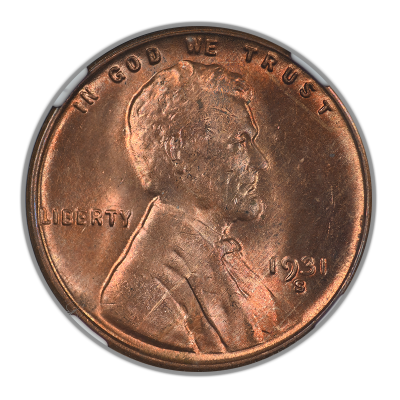 1931-S Lincoln Wheat Cent 1C NGC MS64RD