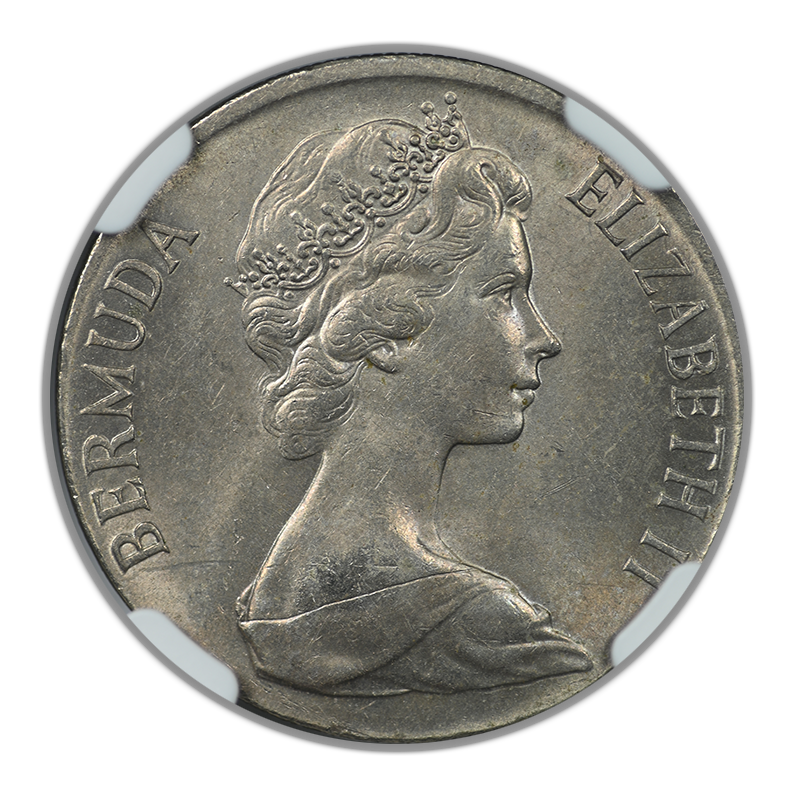 1973 Bermuda 25C Cents NGC Mint Error MS63 - Struck on Foreign Blank