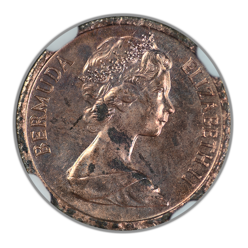 1984 Bermuda 10C Cents NGC Mint Error MS64RD - Struck on Foreign Planchet