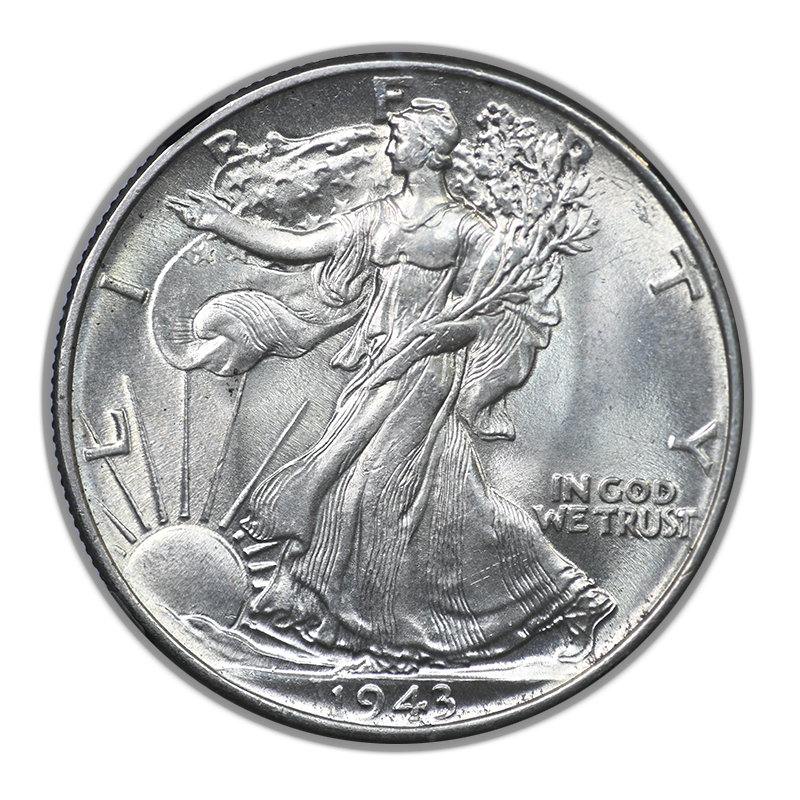 1943 Walking Liberty Half Dollar 50C NGC MS64 with Original Bag Fragment