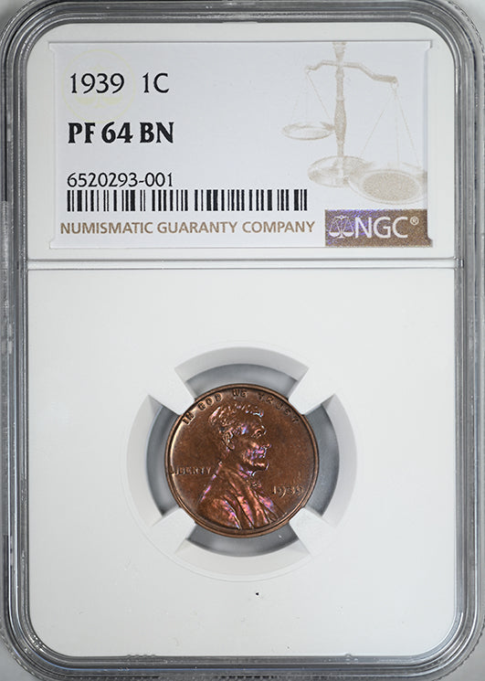 1939 Proof Lincoln Wheat Cent 1C NGC PF64BN - TONED!