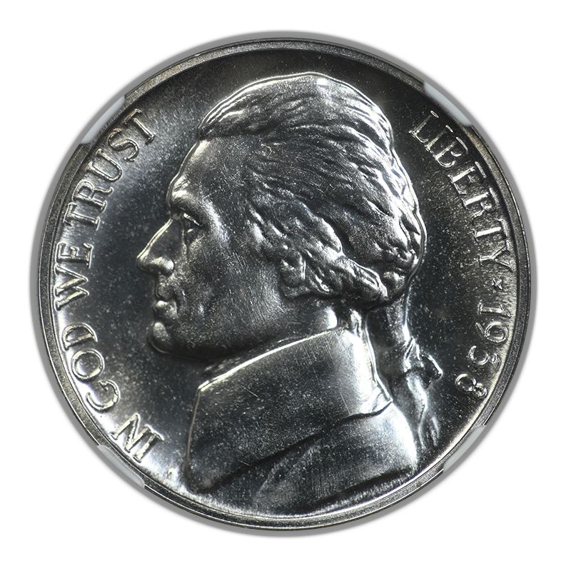 1938 Proof Jefferson Nickel 5C NGC PF67 Obverse