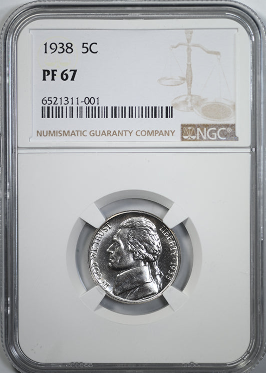 1938 Proof Jefferson Nickel 5C NGC PF67 Obverse Slab