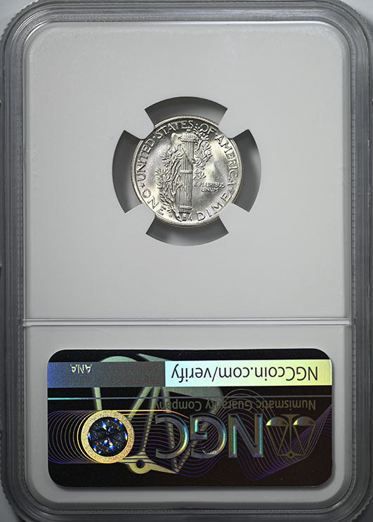 1945-S Micro S Mercury Dime 10C NGC MS67 Reverse Slab