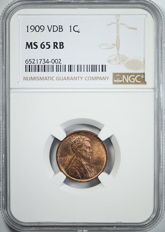 1909 VDB Lincoln Wheat Cent 1C NGC MS65RB Obverse Slab