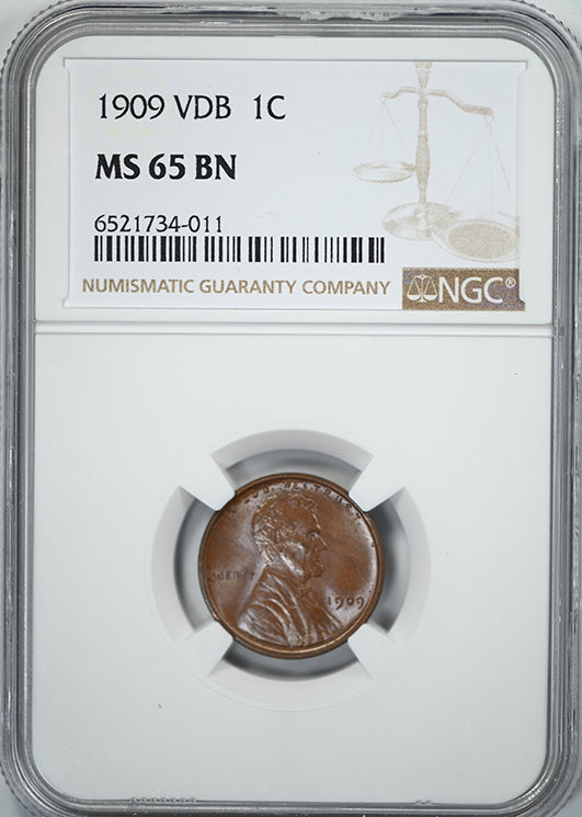 1909 VDB Lincoln Wheat Cent 1C NGC MS65BN Obverse Slab