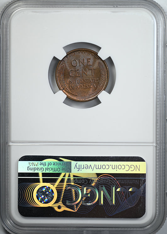 1909 VDB Lincoln Wheat Cent 1C NGC MS65BN Reverse Slab