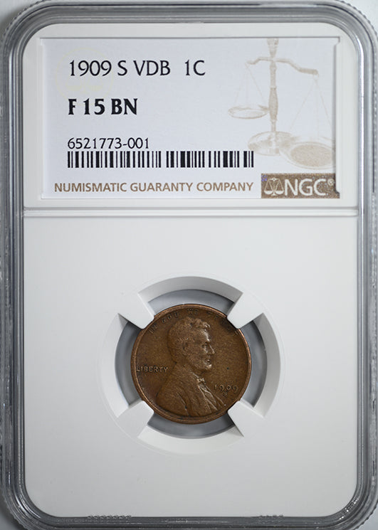 1909-S VDB Lincoln Wheat Cent 1C NGC F15BN Obverse Slab