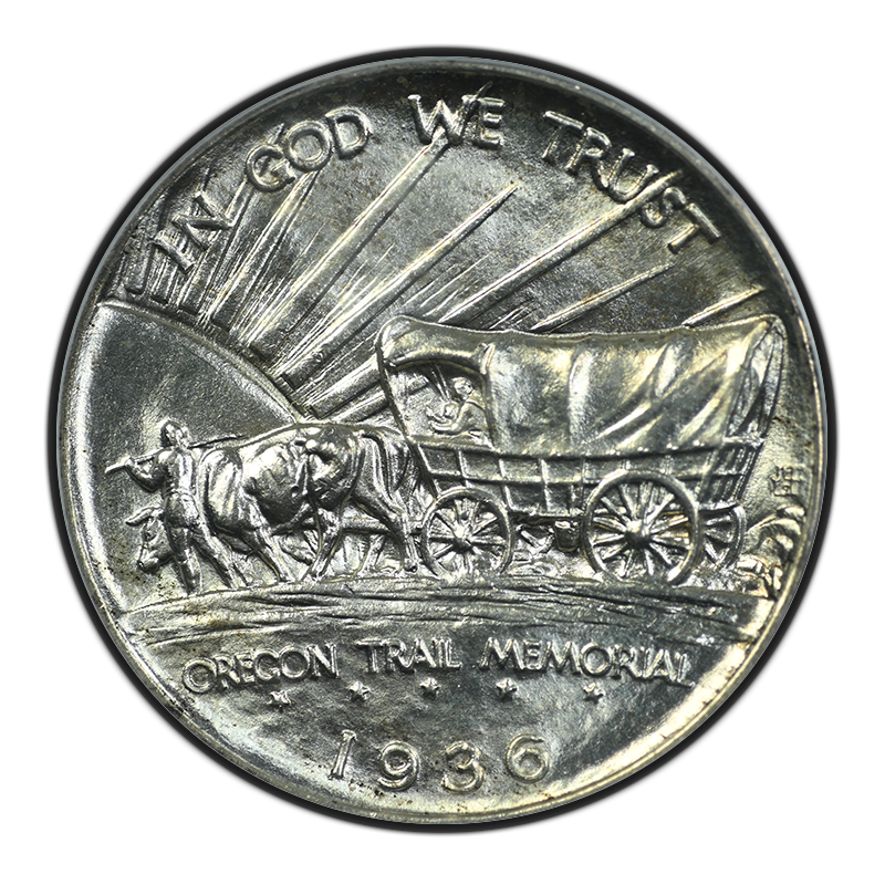 1936-S Oregon Trail Classic Commemorative Half Dollar PCGS MS64 CAC OGH Reverse