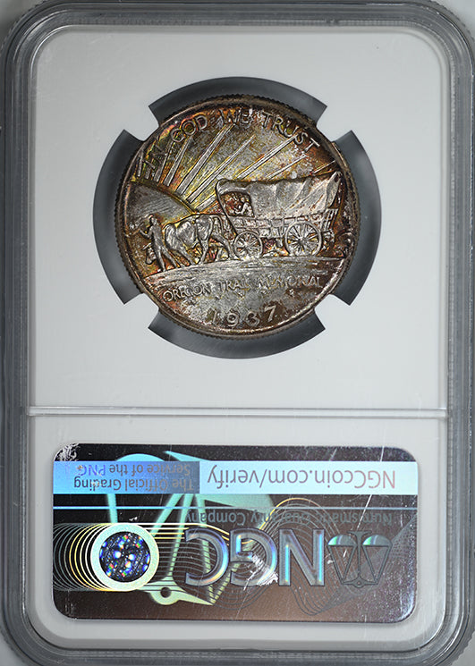 1937-D Oregon Trail Classic Commemorative Half Dollar 50C NGC MS68 - TAB TONED!