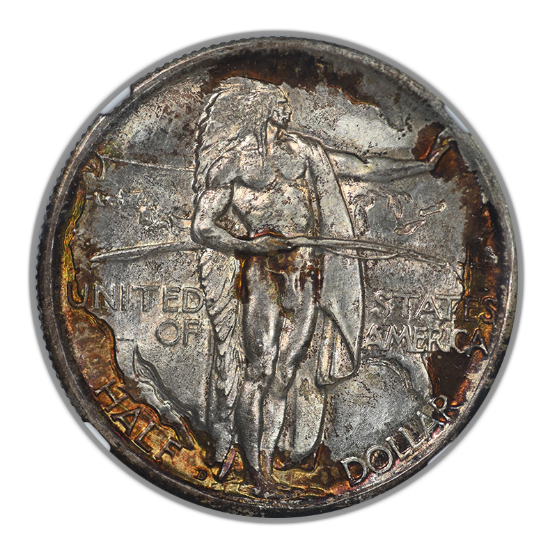 1937-D Oregon Trail Classic Commemorative Half Dollar 50C NGC MS68 - TAB TONED!