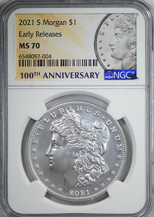 2021-S Morgan Dollar $1 NGC MS70 - Early Releases - 100th Anniversary