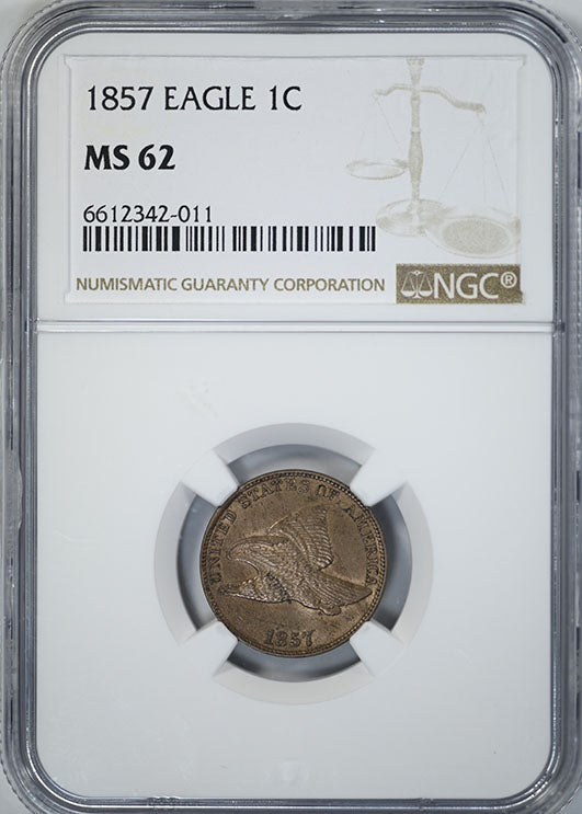 1857 Flying Eagle Cent 1C NGC MS62 Obverse Slab
