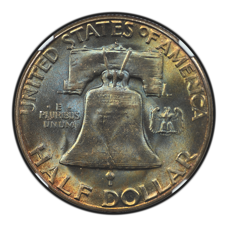 1951-S Franklin Half Dollar 50C NGC MS66+ - TONED! Reverse