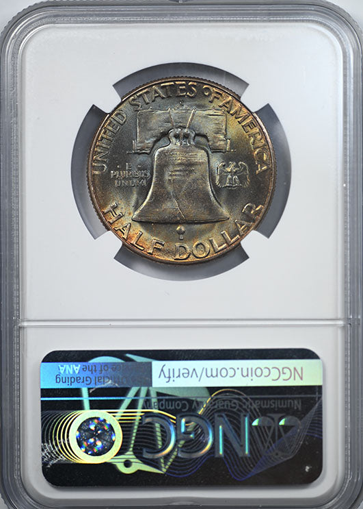 1951-S Franklin Half Dollar 50C NGC MS66+ - TONED! Reverse Slab